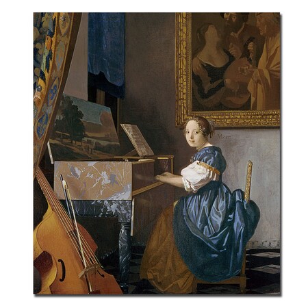 Jan Vermeer 'A Young Lady Seated At A Virginal' Canvas Art,26x32